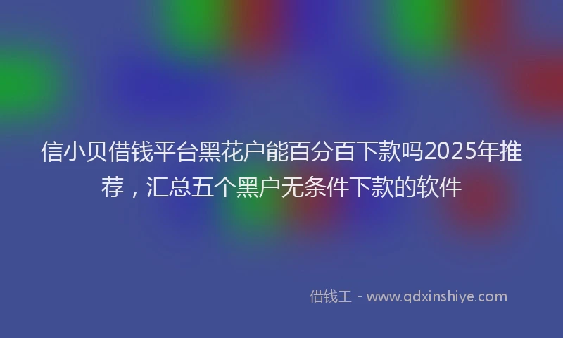 信小贝借钱平台黑花户能百分百下款吗2025年推荐，汇总五个黑户无条件下款的软件