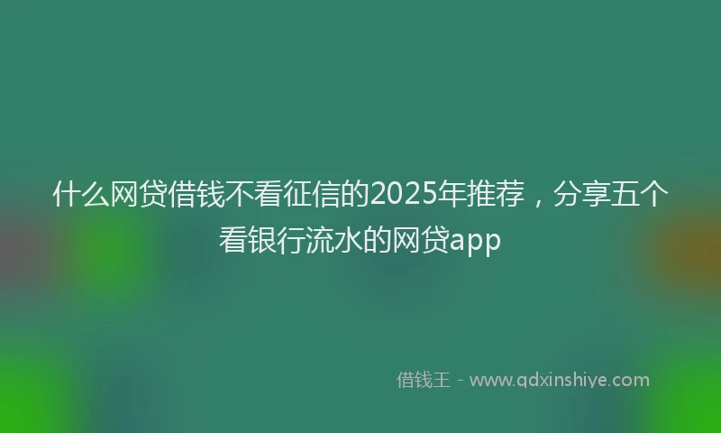 什么网贷借钱不看征信的2025年推荐，分享五个看银行流水的网贷app