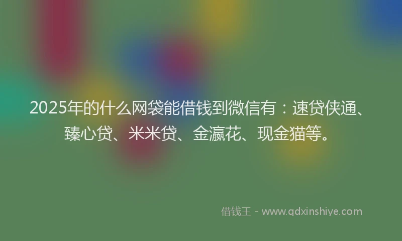 2025年的什么网袋能借钱到微信有：速贷侠通、臻心贷、米米贷、金瀛花、现金猫等。