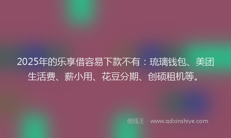 2025年的乐享借容易下款不有：琉璃钱包、美团生活费、薪小用、花豆分期、创硕租机等。