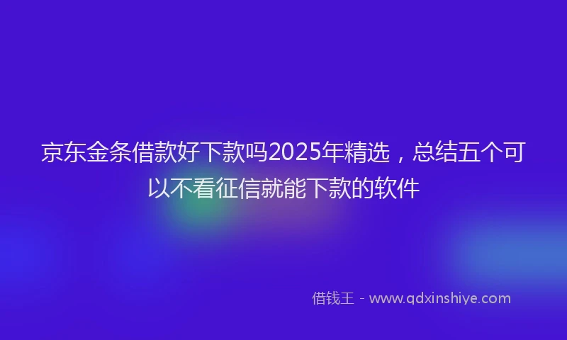 京东金条借款好下款吗2025年精选，总结五个可以不看征信就能下款的软件