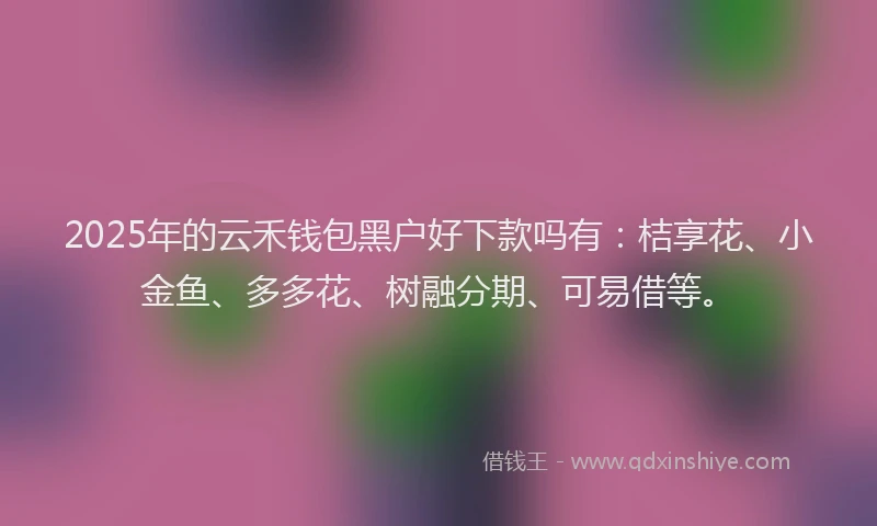 2025年的云禾钱包黑户好下款吗有:桔享花、小金鱼、多多花、树融分期、可易借等。