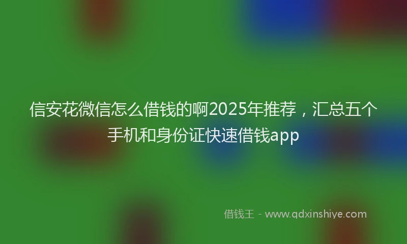 信安花微信怎么借钱的啊2025年推荐，汇总五个手机和身份证快速借钱app