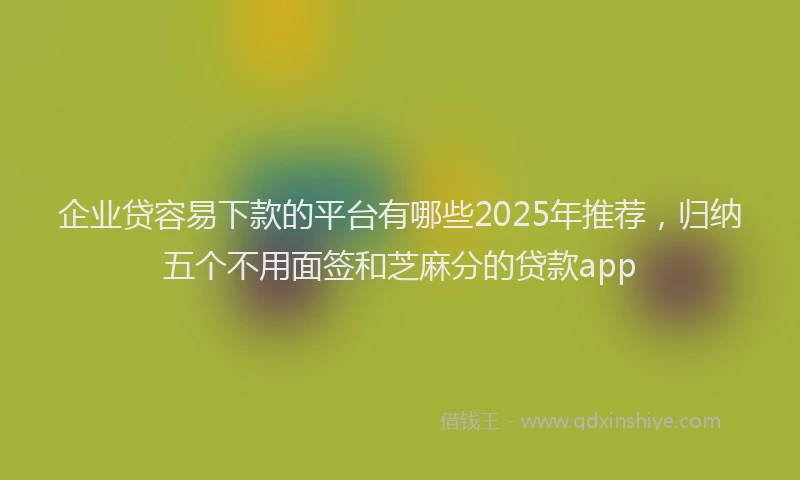 企业贷容易下款的平台有哪些2025年推荐，归纳五个不用面签和芝麻分的贷款app
