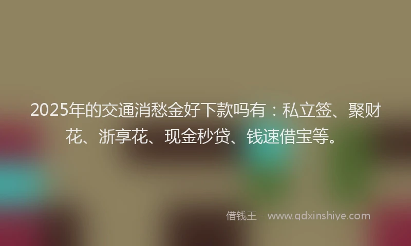 2025年的交通消愁金好下款吗有：私立签、聚财花、浙享花、现金秒贷、钱速借宝等。