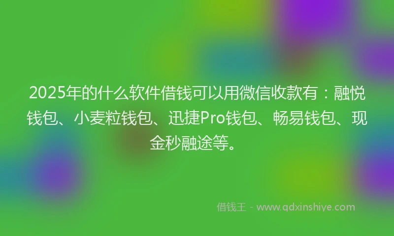 2025年的什么软件借钱可以用微信收款有：融悦钱包、小麦粒钱包、迅捷Pro钱包、畅易钱包、现金秒融途等。