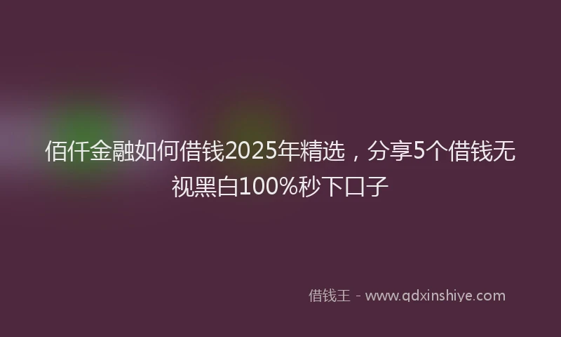 佰仟金融如何借钱2025年精选，分享5个借钱无视黑白100%秒下口子