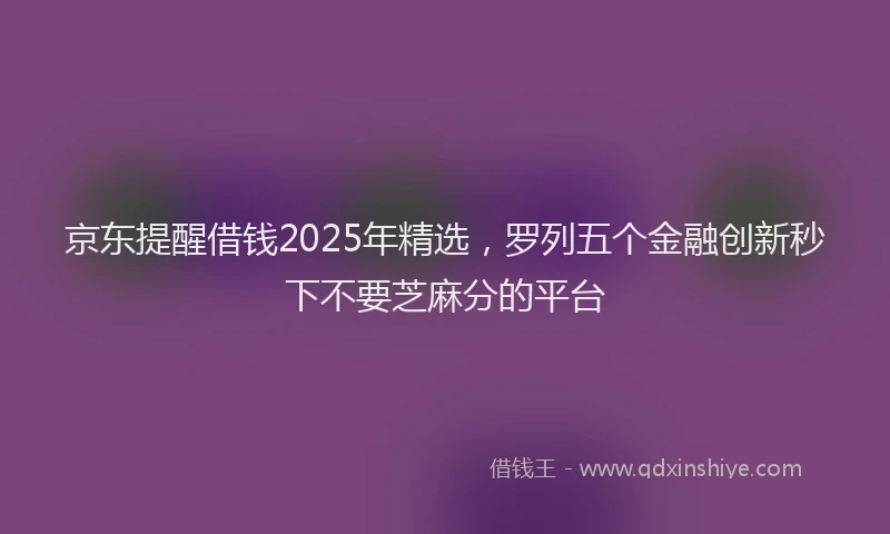 京东提醒借钱2025年精选，罗列五个金融创新秒下不要芝麻分的平台
