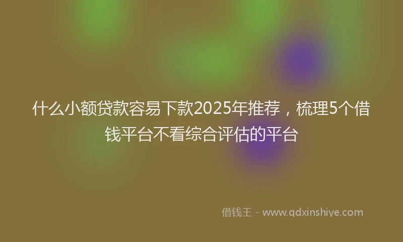 什么小额贷款容易下款2025年推荐，梳理5个借钱平台不看综合评估的平台