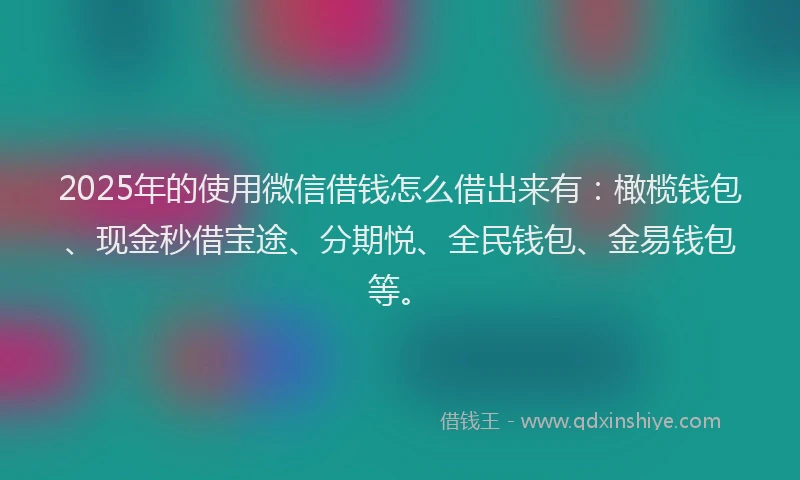 2025年的使用微信借钱怎么借出来有：橄榄钱包、现金秒借宝途、分期悦、全民钱包、金易钱包等。