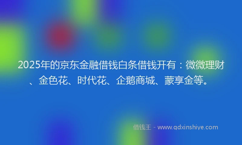 2025年的京东金融借钱白条借钱开有：微微理财、金色花、时代花、企鹅商城、蒙享金等。