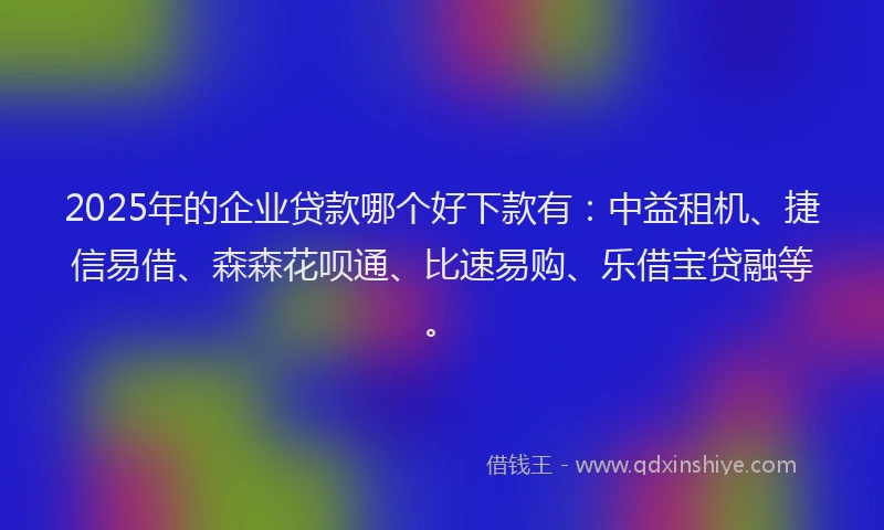 2025年的企业贷款哪个好下款有：中益租机、捷信易借、森森花呗通、比速易购、乐借宝贷融等。