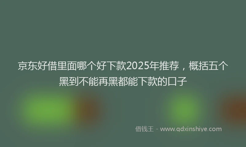 京东好借里面哪个好下款2025年推荐，概括五个黑到不能再黑都能下款的口子