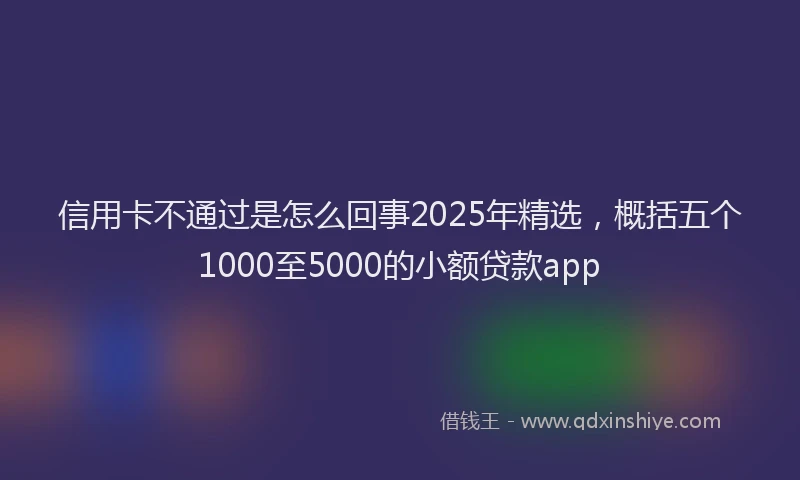 信用卡不通过是怎么回事2025年精选，概括五个1000至5000的小额贷款app