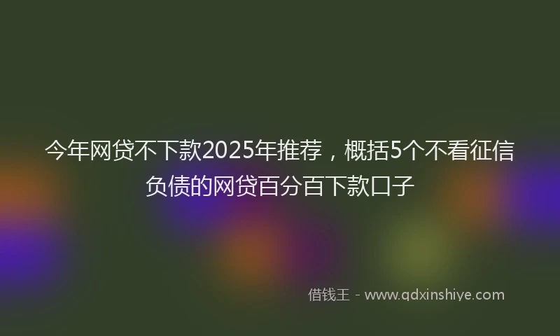 今年网贷不下款2025年推荐，概括5个不看征信负债的网贷百分百下款口子