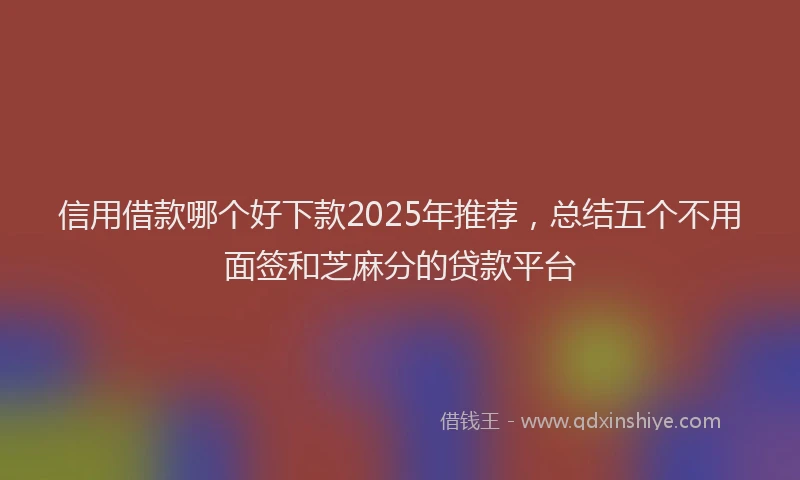 信用借款哪个好下款2025年推荐，总结五个不用面签和芝麻分的贷款平台
