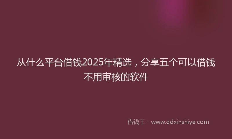 从什么平台借钱2025年精选,分享五个可以借钱不用审核的软件
