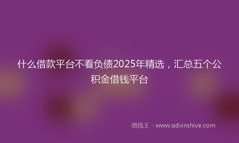 什么借款平台不看负债2025年精选,汇总五个公积金借钱平台