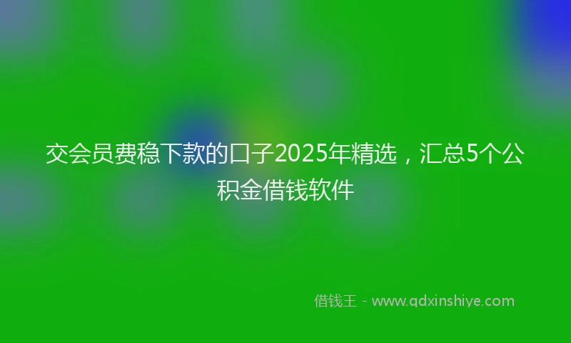 交会员费稳下款的口子2025年精选，汇总5个公积金借钱软件