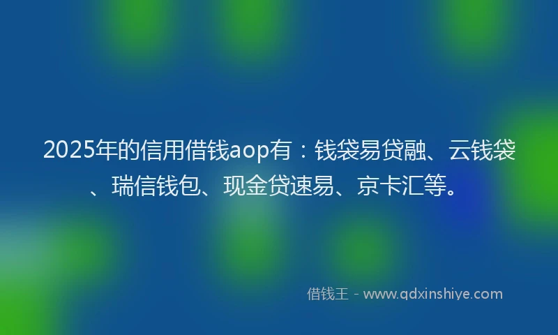 2025年的信用借钱aop有：钱袋易贷融、云钱袋、瑞信钱包、现金贷速易、京卡汇等。