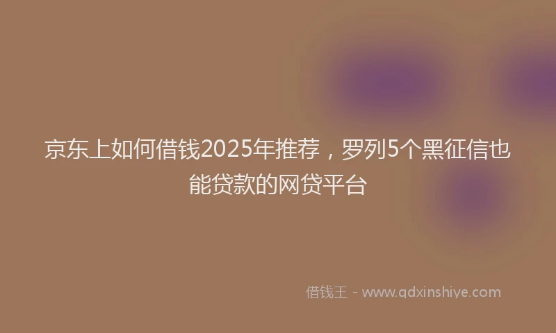 京东上如何借钱2025年推荐,罗列5个黑征信也能贷款的网贷平台