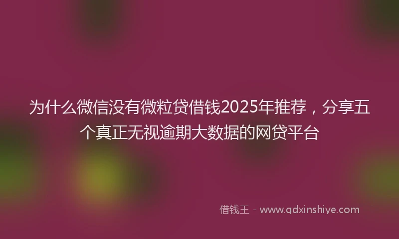 为什么微信没有微粒贷借钱2025年推荐，分享五个真正无视逾期大数据的网贷平台