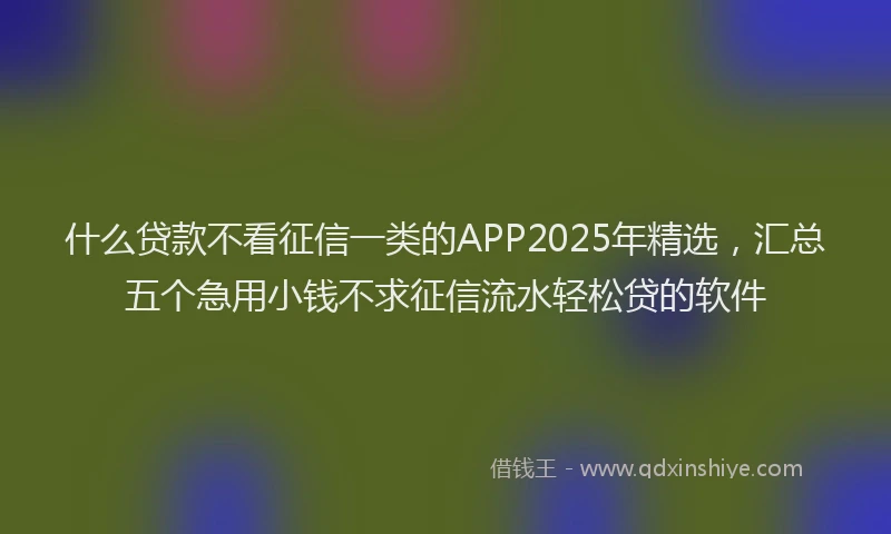 什么贷款不看征信一类的APP2025年精选,汇总五个急用小钱不求征信流水轻松贷的软件