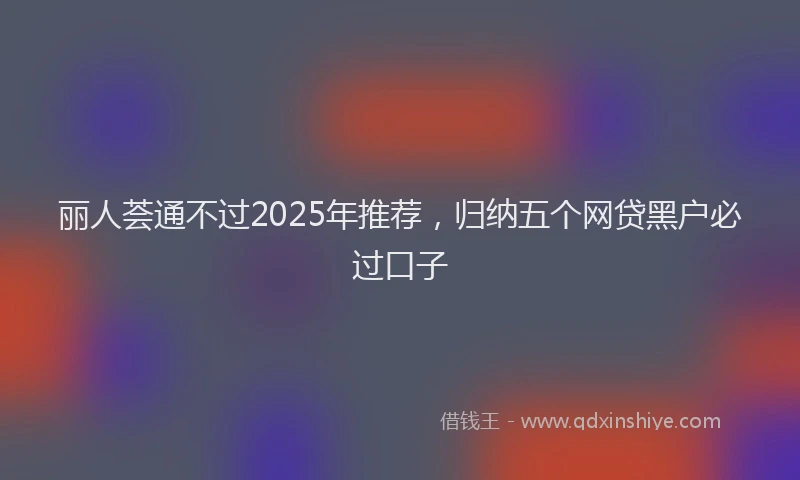 丽人荟通不过2025年推荐,归纳五个网贷黑户必过口子