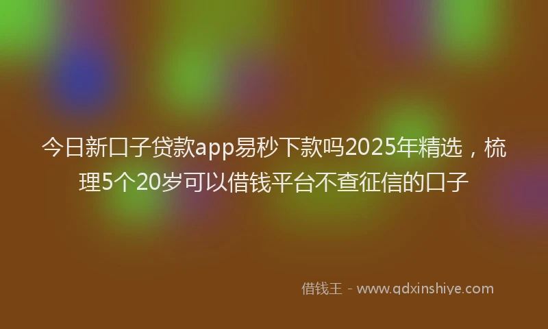 今日新口子贷款app易秒下款吗2025年精选，梳理5个20岁可以借钱平台不查征信的口子
