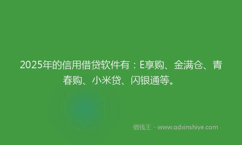 2025年的信用借贷软件有：E享购、金满仓、青春购、小米贷、闪银通等。