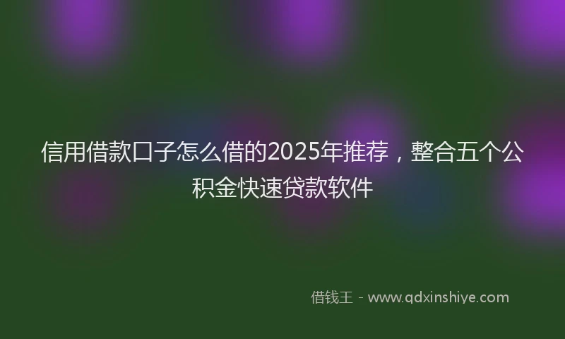 信用借款口子怎么借的2025年推荐，整合五个公积金快速贷款软件