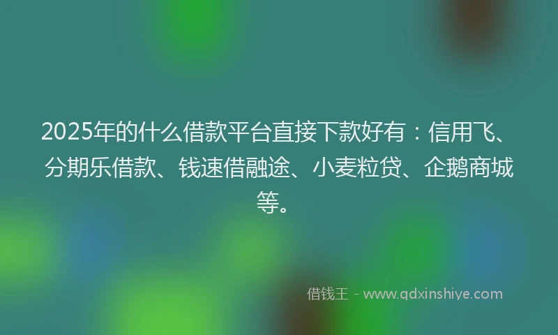 2025年的什么借款平台直接下款好有：信用飞、分期乐借款、钱速借融途、小麦粒贷、企鹅商城等。