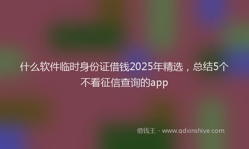什么软件临时身份证借钱2025年精选，总结5个不看征信查询的app