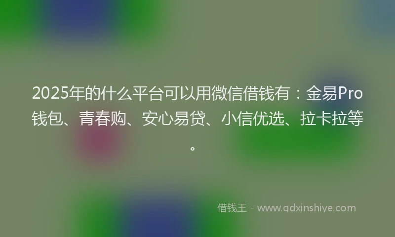 2025年的什么平台可以用微信借钱有：金易Pro钱包、青春购、安心易贷、小信优选、拉卡拉等。