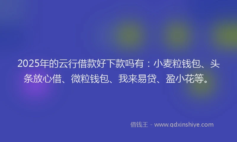 2025年的云行借款好下款吗有：小麦粒钱包、头条放心借、微粒钱包、我来易贷、盈小花等。