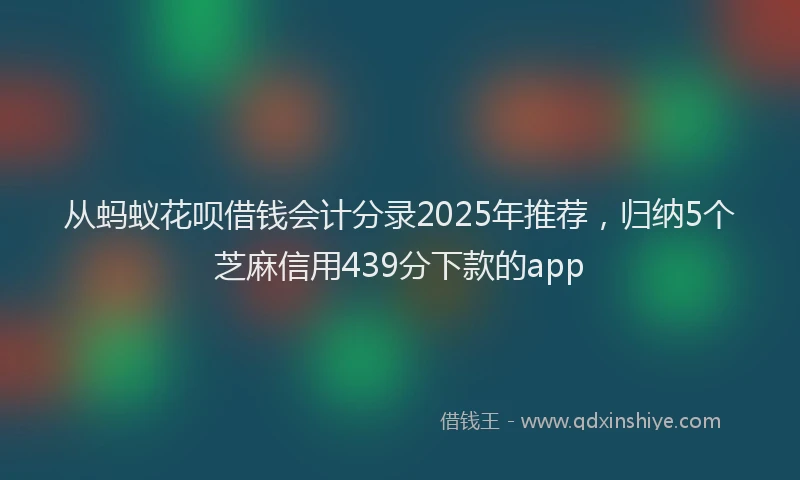 从蚂蚁花呗借钱会计分录2025年推荐，归纳5个芝麻信用439分下款的app