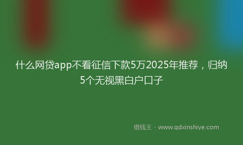 什么网贷app不看征信下款5万2025年推荐，归纳5个无视黑白户口子
