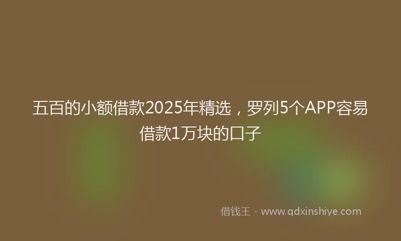 五百的小额借款2025年精选，罗列5个APP容易借款1万块的口子
