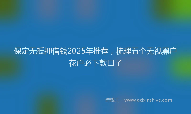 保定无抵押借钱2025年推荐，梳理五个无视黑户花户必下款口子