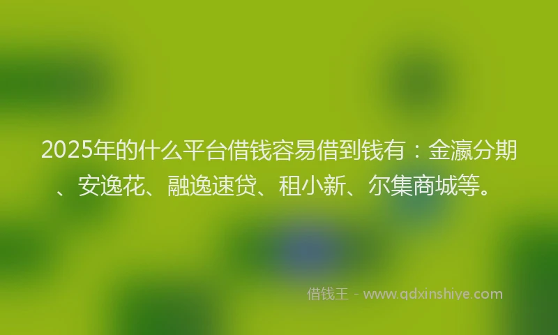 2025年的什么平台借钱容易借到钱有：金瀛分期、安逸花、融逸速贷、租小新、尔集商城等。