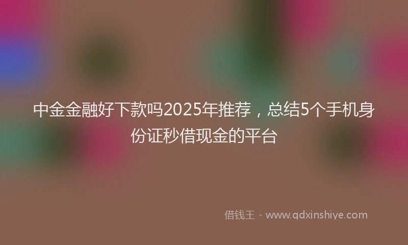 中金金融好下款吗2025年推荐，总结5个手机身份证秒借现金的平台