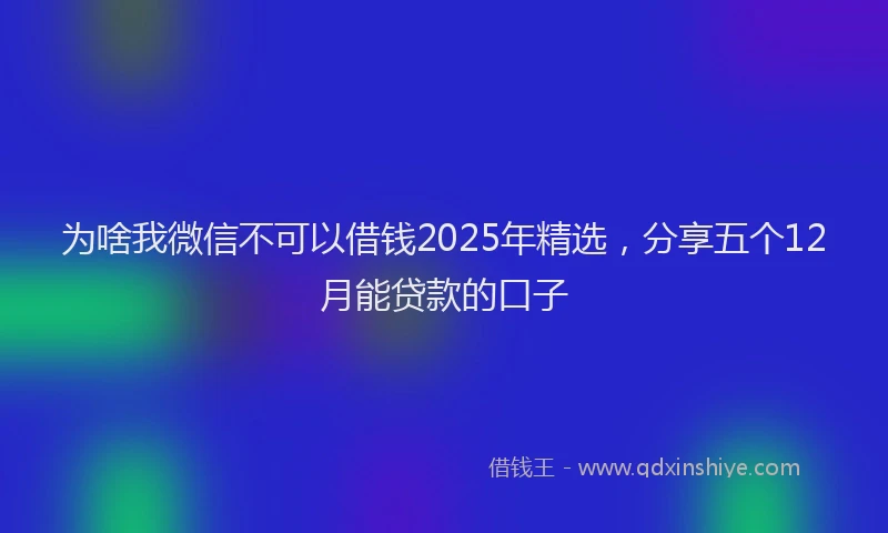 为啥我微信不可以借钱2025年精选，分享五个12月能贷款的口子
