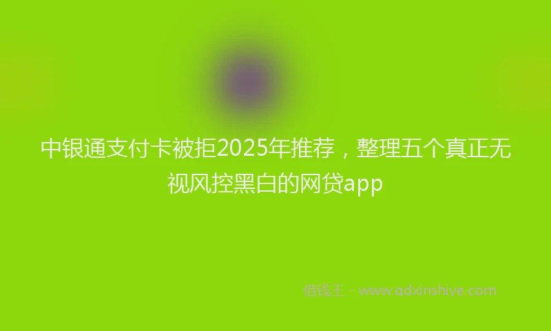 中银通支付卡被拒2025年推荐，整理五个真正无视风控黑白的网贷app