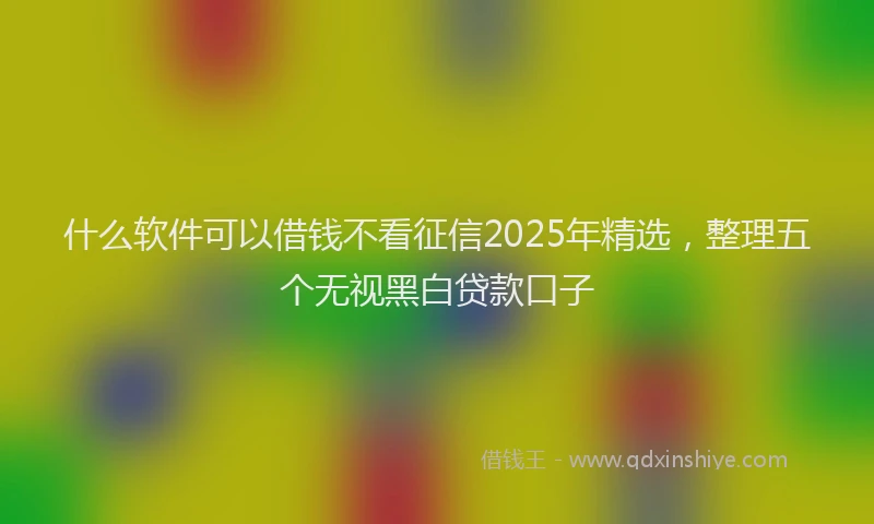 什么软件可以借钱不看征信2025年精选，整理五个无视黑白贷款口子