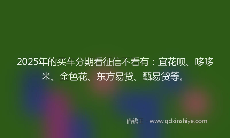 2025年的买车分期看征信不看有：宜花呗、哆哆米、金色花、东方易贷、甄易贷等。