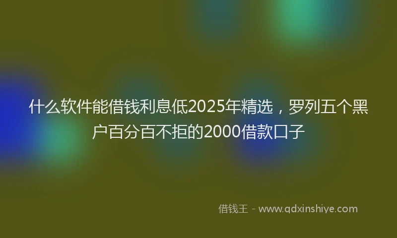 什么软件能借钱利息低2025年精选，罗列五个黑户百分百不拒的2000借款口子