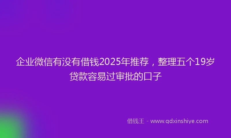 企业微信有没有借钱2025年推荐，整理五个19岁贷款容易过审批的口子