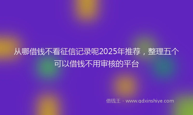 从哪借钱不看征信记录呢2025年推荐，整理五个可以借钱不用审核的平台