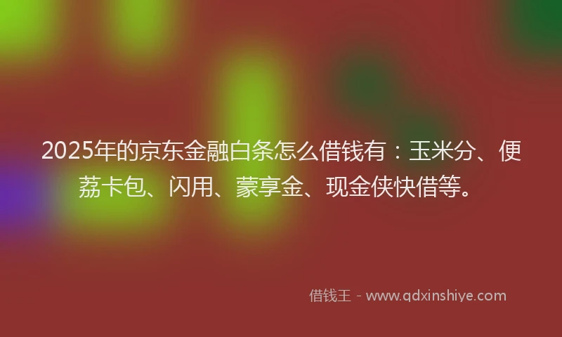 2025年的京东金融白条怎么借钱有：玉米分、便荔卡包、闪用、蒙享金、现金侠快借等。