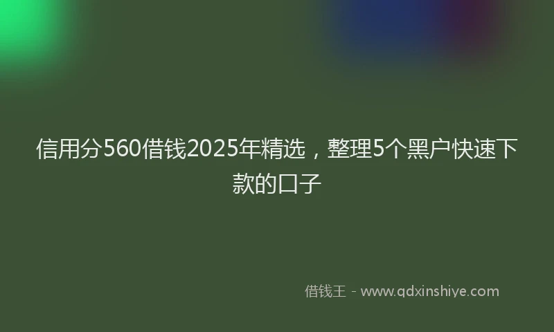 信用分560借钱2025年精选，整理5个黑户快速下款的口子